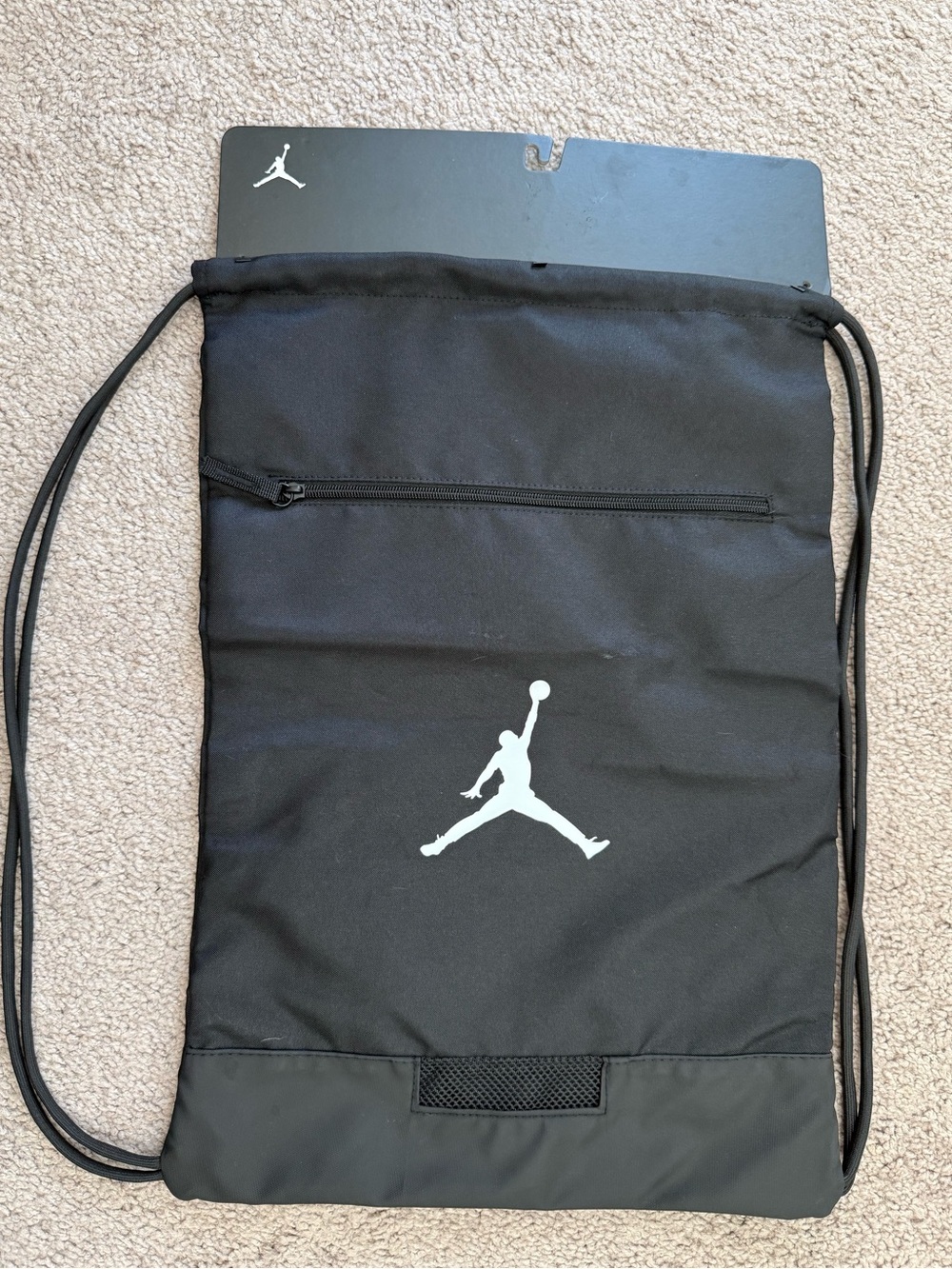 Jordan Black Drawstring Sack with White Jumpman